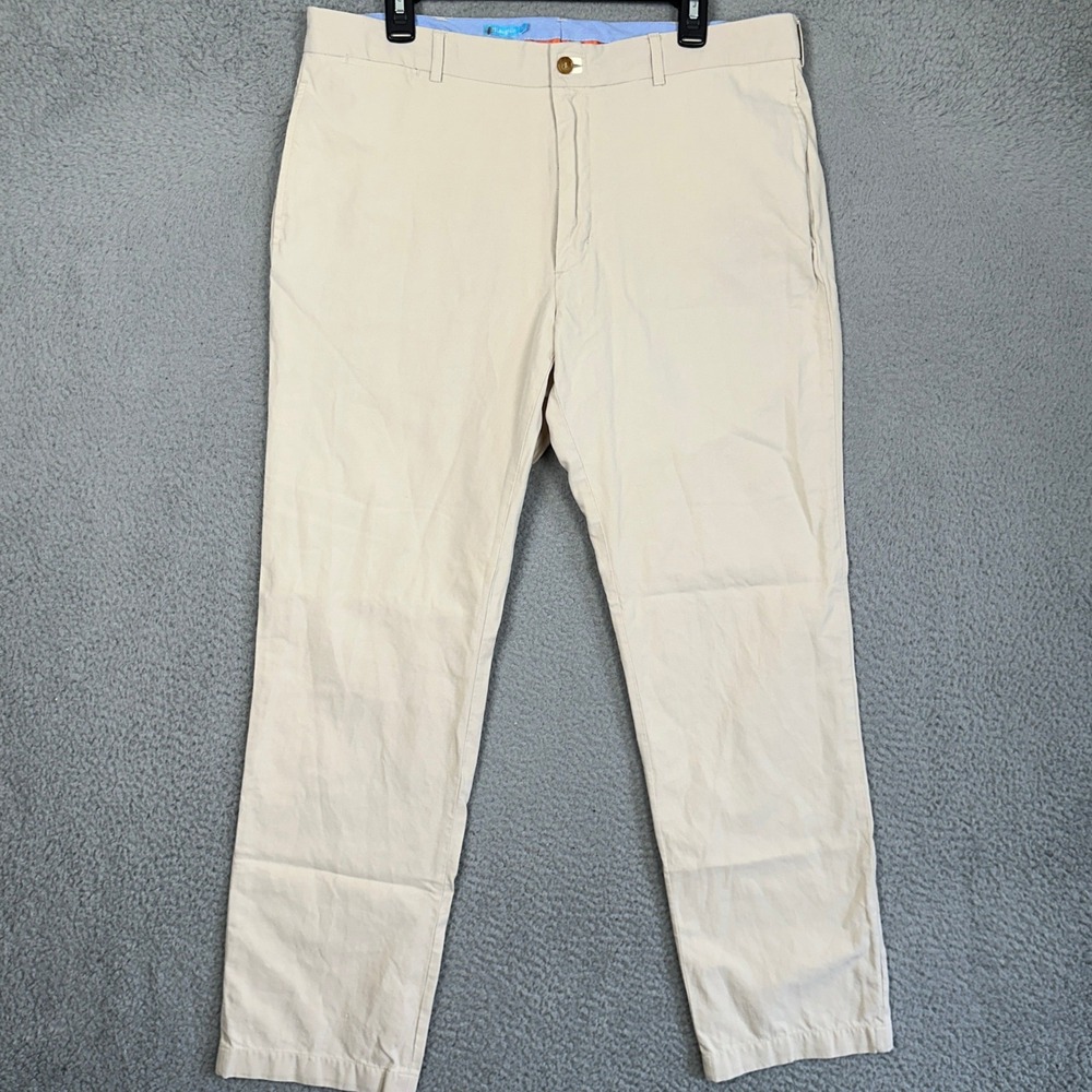 J. McLaughlin Pants Mens 36 Beige Silk Blend Khaki Chino Performance Flat Front